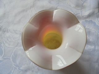 Murano glass vase Yellow/Orange swirl fluted top vgc 3