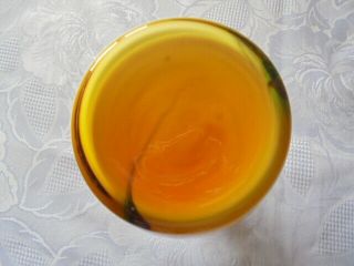 Murano glass vase Yellow/Orange swirl fluted top vgc 5