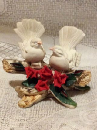 Vintage Capodimonte Doves Love Birds On Branch Made In Italy