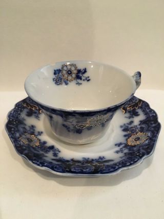 Johnson Brothers Brooklyn Flow Blue Tea Cup and Saucer 3