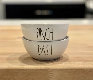 Rae Dunn – Pinch & Dash Seasoning Bowls Set Of 2 Ceramic Salt Pepper Kitchen