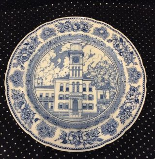 Wedgwood 1931 Blue Transferware Dinner Plate Sheffield Hall Yale University