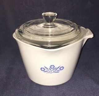 Vintage Corning Ware Blue Cornflower Measuring Cup Bowl 4c/32oz & Lid