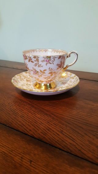 Tuscan Fine Bone China Tea Cup And Saucer Sunshine - Pink - Gold Trim