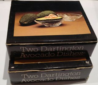 4 X Dartington Glass Handmade Four Avocado Dishes Frank Thrower Boxed 1970s
