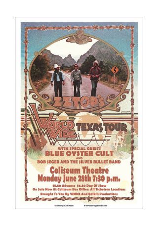 Zz Top / Blue Oyster Cult / Bob Seger 1976 Cleveland Concert Poster