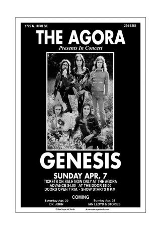 Genesis 1974 Columbus Concert Poster