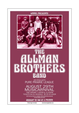 Allman Brothers 1971 Cleveland Concert Poster