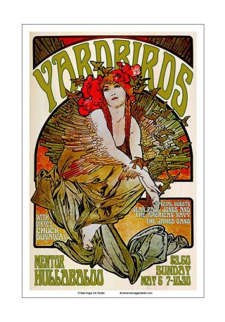Yardbirds / James Gang 1968 Cleveland Concert Poster