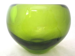 Rare Danish Holmegaard Per Lutken Heart Shaped Green Glass Decorative Vase 18120