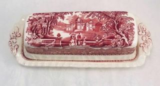 Mason ' s Ironstone Pink Vista Covered Butter Dish $1 - N/R 2