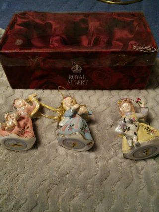 Royal Albert Old Country Roses Musical Angel Ornaments Figurines Set Of 3