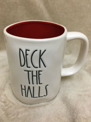 Rae Dunn | “deck The Halls " Mug Red Interior Christmas Collectible