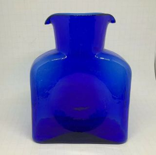 Vtg 384 Blenko Art Glass Persian Blue Water Bottle Vase Carafe