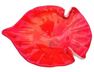 Mid - Century Retro Vintage Red Art Vetraria Muranese? Fish Dish 19.  5cms X 15cms