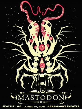 Mastodon Seattle 2017 Silkscreened Poster By Miriam Mirastchiski