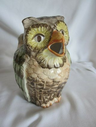 Bassano Ceramics Italy Owl Pitcher 8.  5 "