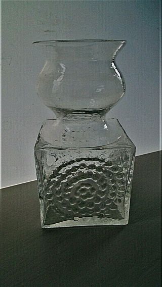 Frank Thrower 1968 Ft62 Vintage Dartington Hyacinth Clear Crystal Glass Vase.