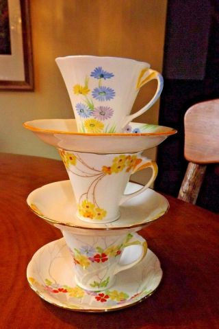 3 Vintage Royal Grafton Fine Bone China Made In England Floral Tea Cups,  Saucer