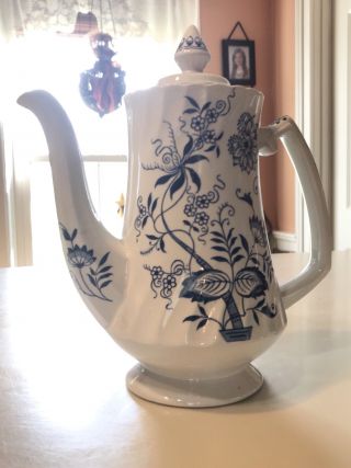 Blue Onion Blue Danube Coffee Pot By Wood & Sons Old Staffordshire England