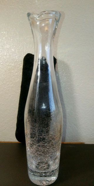 Vintage Blenko Clear Crackle Glass Blown Art Glass Vase