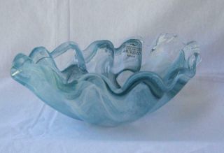 Art Glass Oval Bowl Light Blue By Tammaro Made In Italy Murano No 390