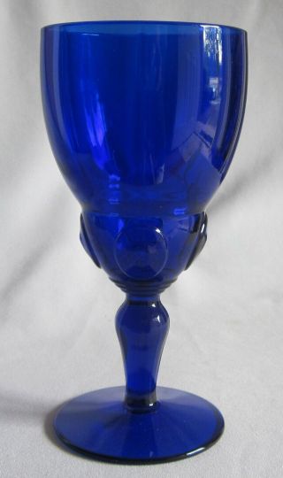 Water Goblet Glass Martinsville Moondrops Pattern Cobalt Blue 6 1/2 "