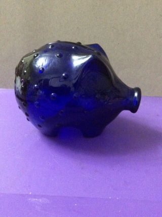 Cobalt Blue Hobnail Glass Pig Moneybox,  Piggy Bank,  Holmegaard,  Jacob E Bang