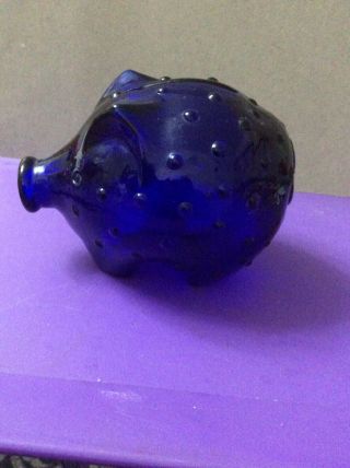 Cobalt Blue Hobnail Glass Pig Moneybox,  Piggy Bank,  Holmegaard,  Jacob E Bang 2