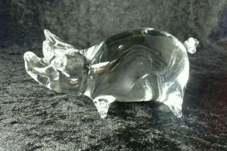 Langham Clear Glass Hand Blown Pig Figurine Paperweight Signed