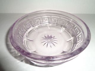 Rare Heisey Greek Key Vintage Crystal Sun - Purple Nappy / Bowl