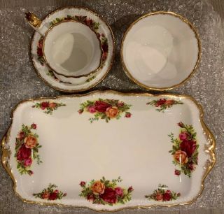 1962 Royal Albert Old Country Roses Bone China England Tea Cup & Tray With Plate