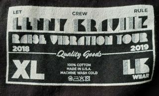 Lenny Kravitz T - Shirt 2xl 2018 - 19 Local Crew Official 100 Cotton