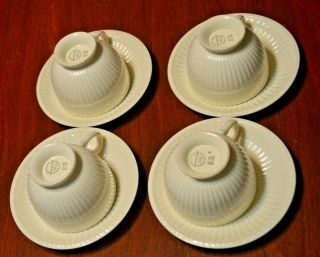 Four Wedgewood Edme Footed Tea Cups And Saucers White Barlaston