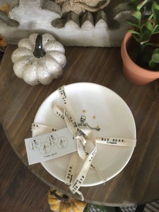 Rae Dunn Skeletons Halloween 6 " Pottery Dessert/appetizer Plates Set Of 4 /