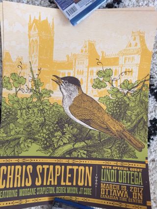 Chris Stapleton Concert Gig Tour Poster Print Ottawa,  On 3/19/2017 18x24