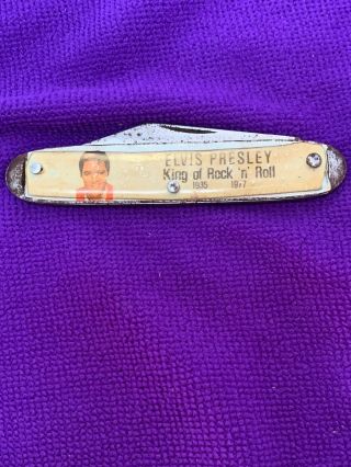 Vintage Elvis Presley Souvenir Pocket Knife 1935 - 1977 King Of Rock,  Roll Elvis