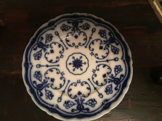 ANTIQUE CONWAY WHARF POTTERY FLOW BLUE SEMI PORCELAIN DINNER PLATE 10 1/4” 2