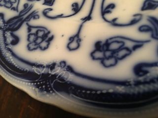 ANTIQUE CONWAY WHARF POTTERY FLOW BLUE SEMI PORCELAIN DINNER PLATE 10 1/4” 3