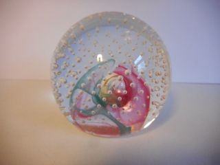 Caithness Collectors Club 91 Reflections Pink And Blue Glass Paperweight