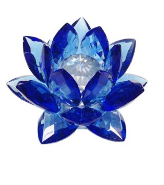 3 Inch Sapphire Hue Reflection Crystal Lotus With Gift Box