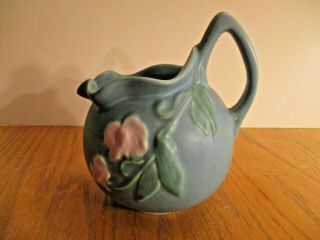 Weller Art Pottery Pitcher F - 20 Matte Green/blue Floral Art Deco 1930 
