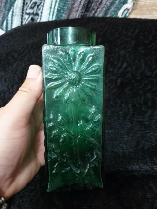 Dartington Glass Frank Thrower Green Vase Tall Daisy 6.  5 "