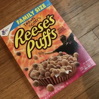 Travis Scott Family Size Reeses Puff Cereal Box Limited Edition