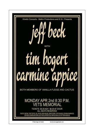 Jeff Beck / Beck Bogert & Appice 1973 Columbus Concert Poster