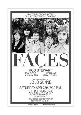 Faces / Rod Stewart 1973 Columbus Concert Poster