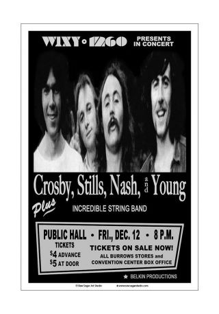 Crosby Stills Nash And Young 1969 Cleveland Concert Poster