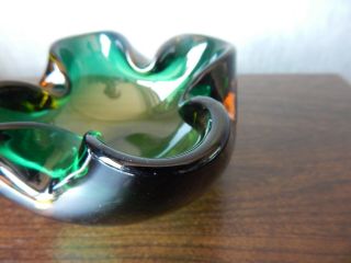 Vintage Murano Glass Freeform/Lobed Geode Bowl - Green & Yellow 5