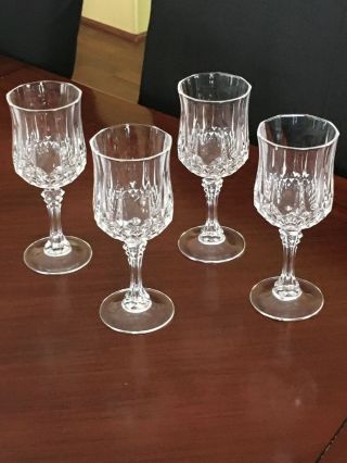 4 Vintage Lead Crystal Wine Glasses,  6.  5 " Tall,  2.  5 " Dia.