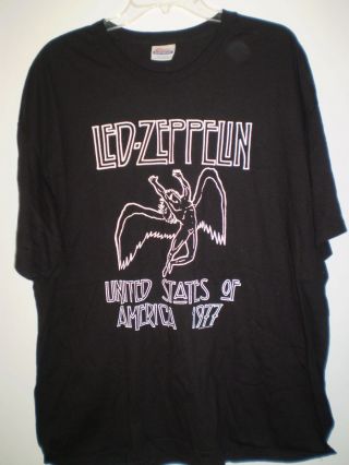 Led Zeppelin Shirt 2xl Xxl Black Us Tour 1977 Short Sleeve Graphic T Rock Legend